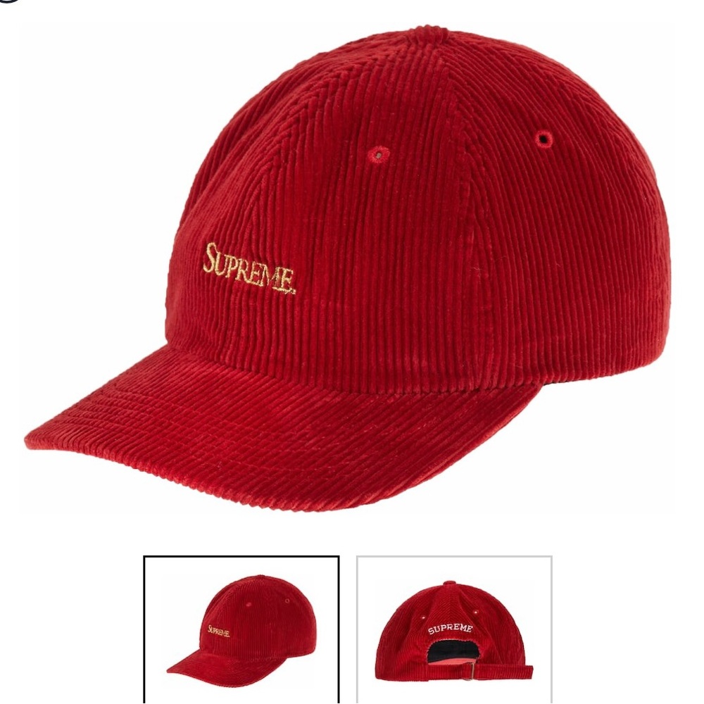 Supreme Unisex Corduroy 6-Panel Red Cap